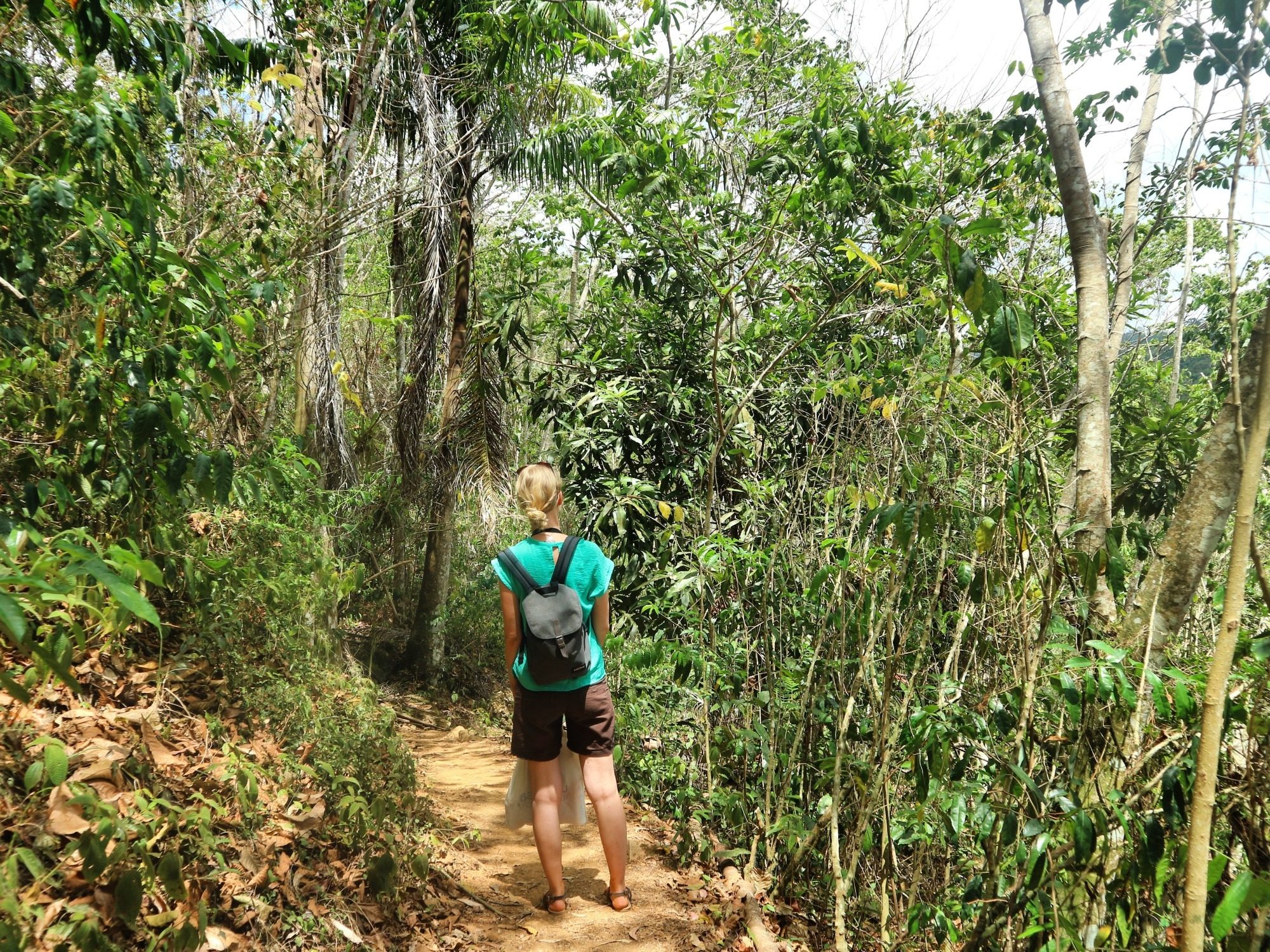 Frau läuft durch einen Wald in Kuba
