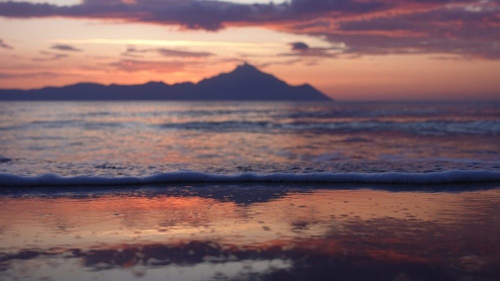 Berg Athos im Sonnenuntergang