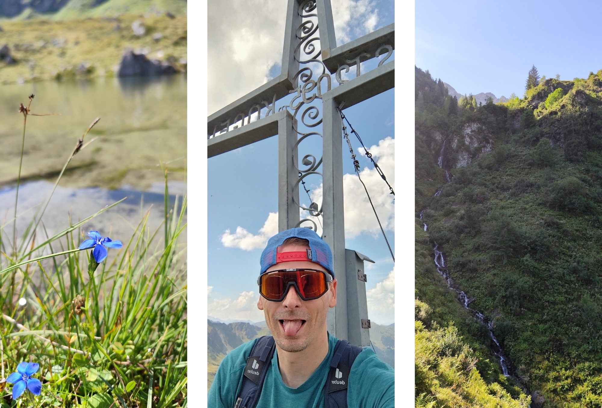 Bildcollage vom Weg + Erreichen des Gipfels des Tristkogel