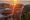 Terrasse und Sonnenuntergang