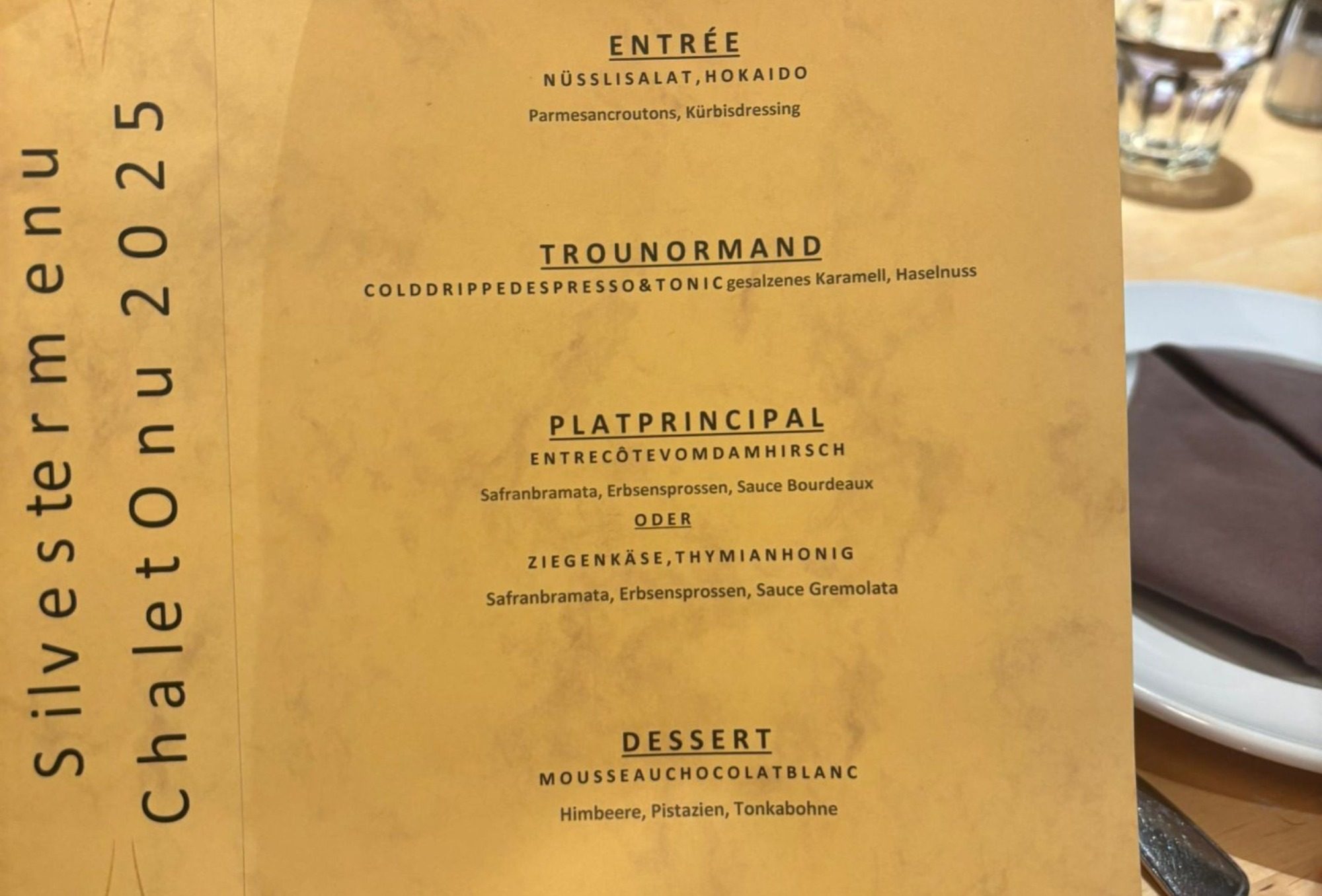 Silvestermenü im Onu