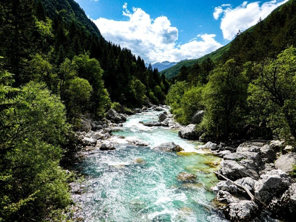 Blick auf die Bergwelt Sloweniens und der Soca