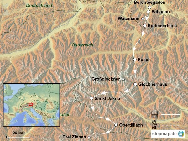 Trekking Transalp vom Watzmann zu den 3 Zinnen