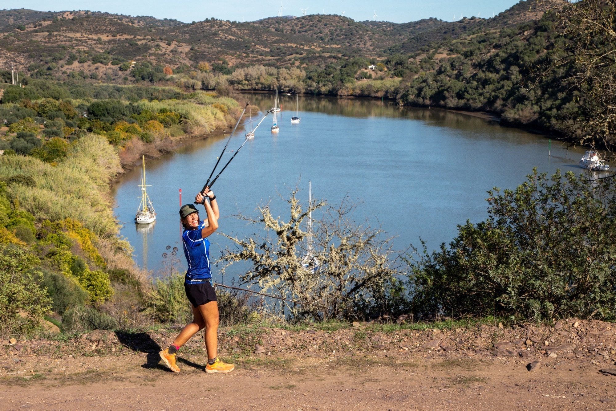 Wandererin am Fluss Guadiana